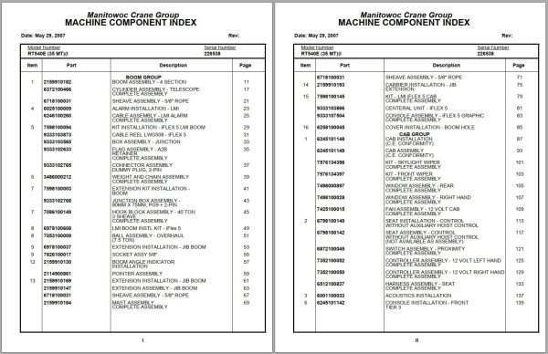 Grove RT Crane Parts Manual 44.0 GB PDF Collection 1