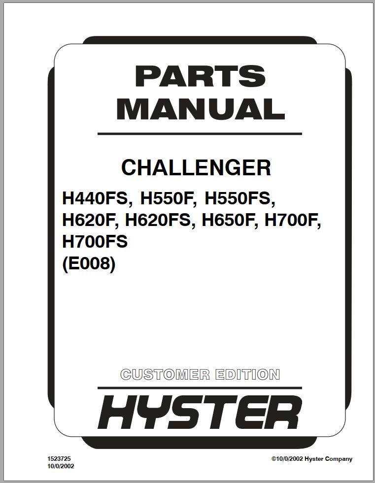 Hyster Forklift A to Z Series Parts Catalog 3.07 GB PDF 1 1