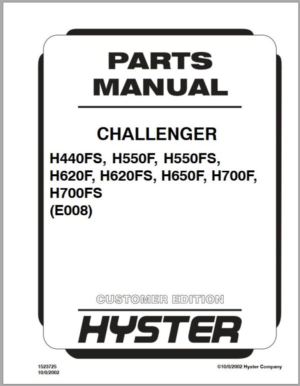 Hyster Forklift A to Z Series Parts Catalog 3.07 GB PDF 1