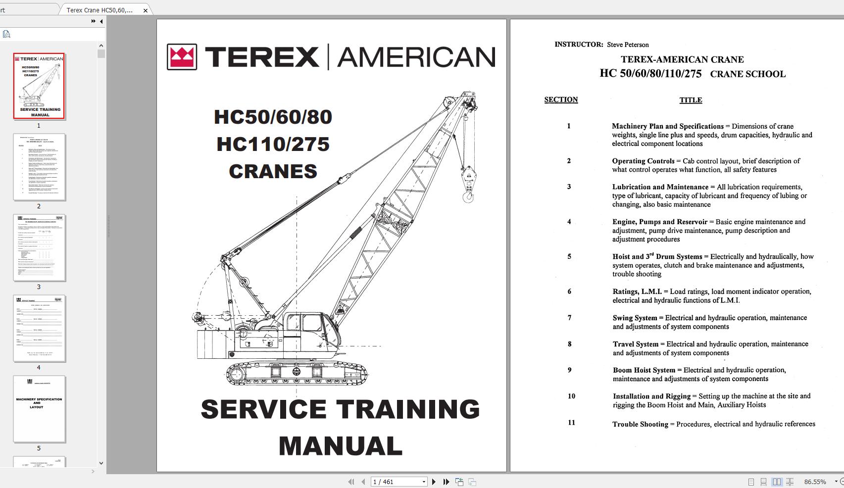 Terex Crane HC80 Shop Manual Electrical Hydraulic Schematic 1