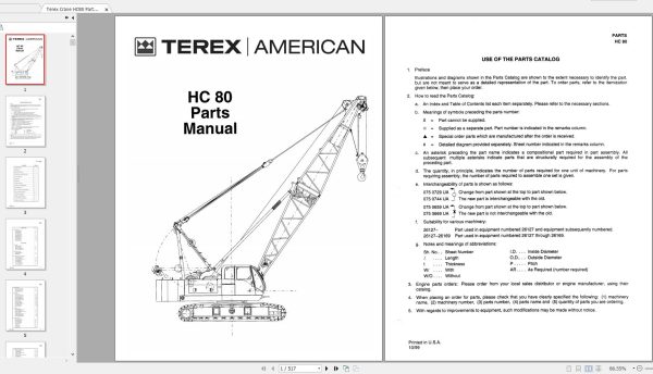 Terex Crane HC80 Shop Manual Electrical Hydraulic Schematic 2