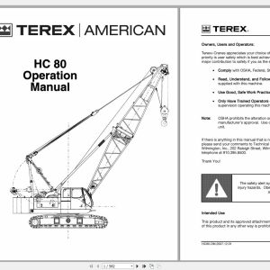 Terex Crane HC80 Shop Manual Electrical Hydraulic Schematic 3