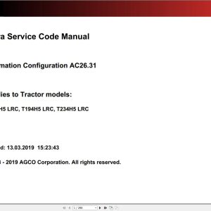Valtra Automation Configuration AC26.31 Service Code Manual
