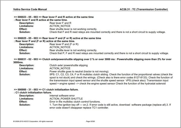 Valtra Automation Configuration AC26.31 Service Code Manual 1