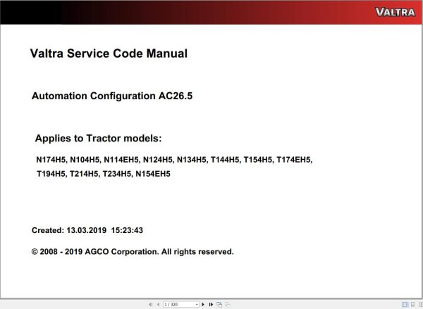 Valtra Automation Configuration AC26.5 Service Code Manual