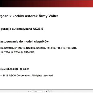 Valtra Automation Configuration AC26.5 Service Code Manual PL