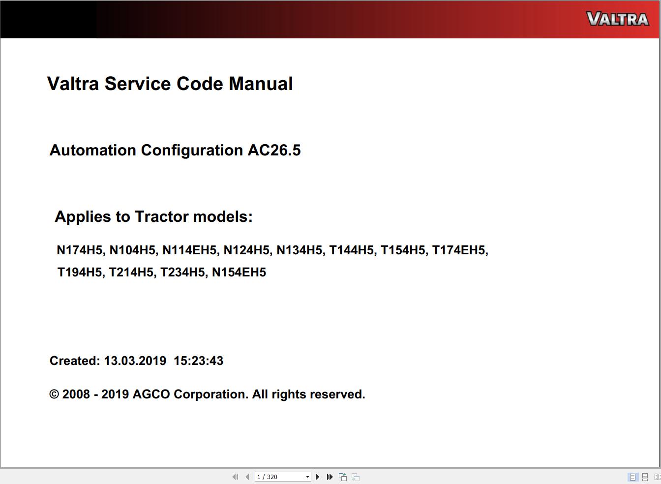 Valtra Automation Configuration AC26.5 Service Code Manual
