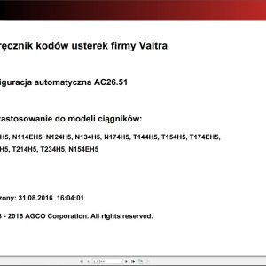 Valtra Automation Configuration AC26.51 Service Code Manual PL
