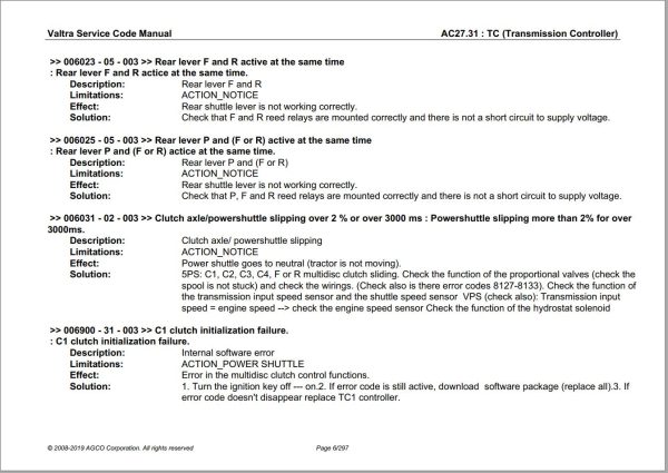 Valtra Automation Configuration AC27.31 Service Code Manual 1