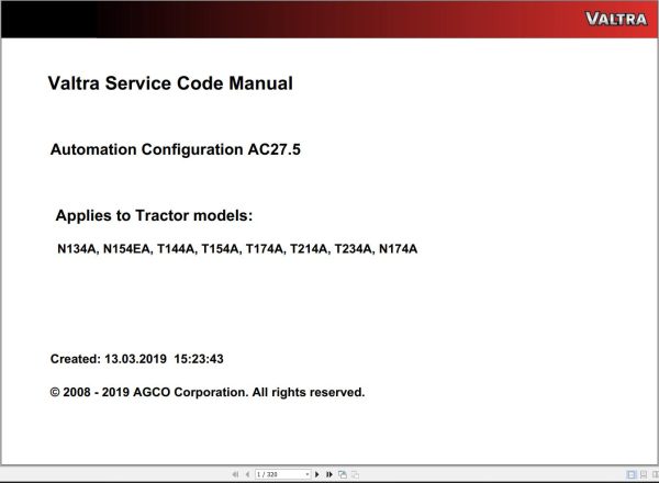 Valtra Automation Configuration AC27.5 Service Code Manual