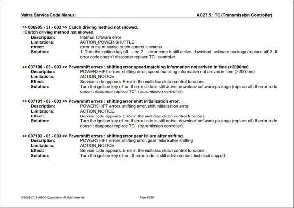 Valtra Automation Configuration AC27.5 Service Code Manual 1