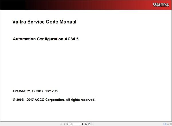 Valtra Automation Configuration AC34.5 Service Code Manual