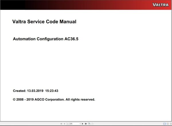 Valtra Automation Configuration AC36.5 Service Code Manual