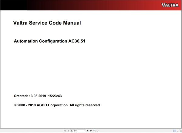 Valtra Automation Configuration AC36.51 Service Code Manual
