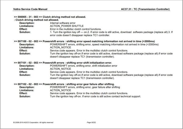 Valtra Automation Configuration AC37.31 Service Code Manual 1