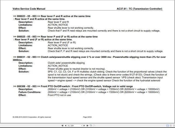 Valtra Automation Configuration AC37.61 Service Code Manual 1