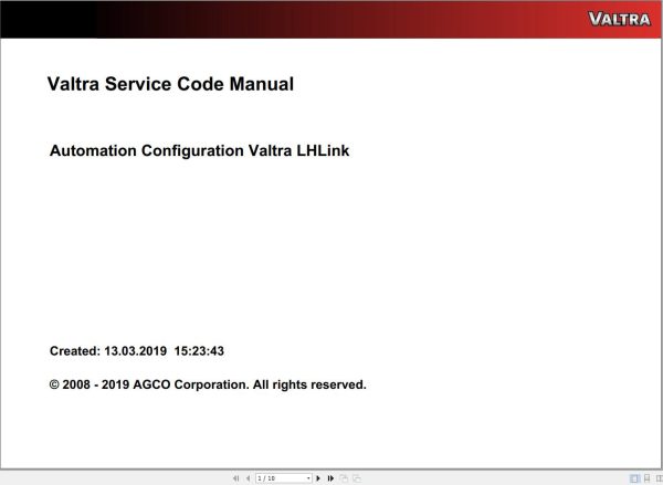 Valtra Automation Configuration LHLink Service Code Manual