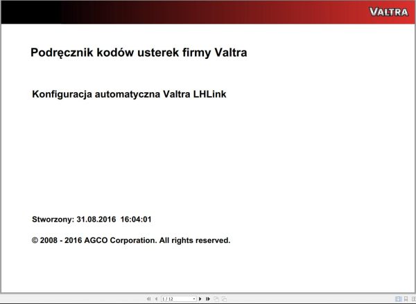 Valtra Automation Configuration LHLink Service Code Manual PL