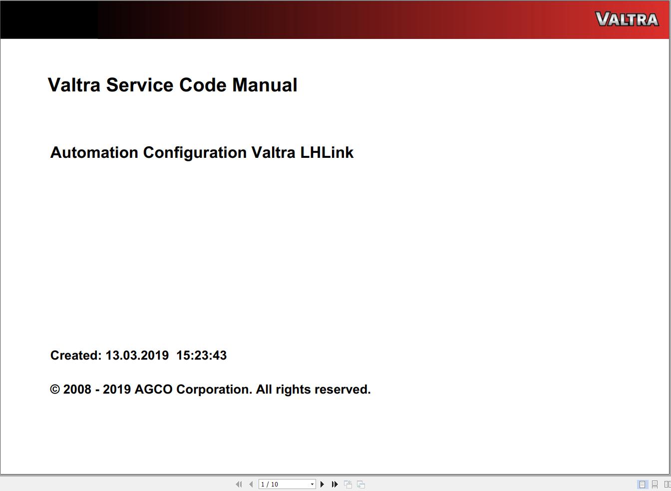 Valtra Automation Configuration LHLink Service Code Manual