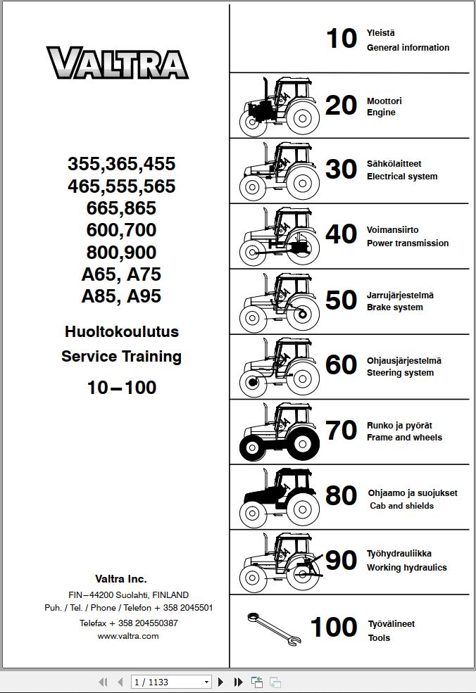 Valtra Tractor 355 to A95 Service Training EN FI