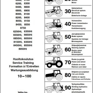 Valtra Tractor 6000 to 8950Hi Service Training EN FI FR DE