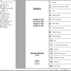 Valtra Tractor A104H1C7 to A134H1C7 Service Manual