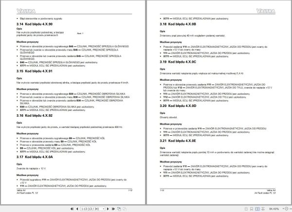 Valtra Tractor A4 Error Code Workshop Service Manual PL 1