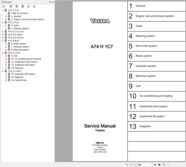Valtra Tractor A74H1C7 Service Manual 39284211