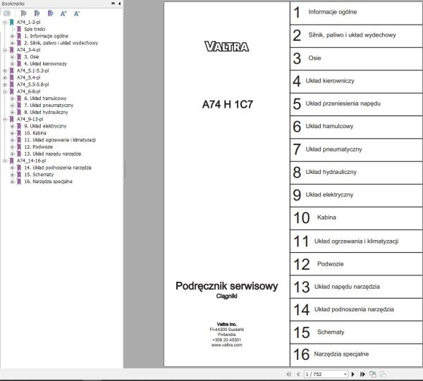 Valtra Tractor A74H1C7 Service Manual 39284302 PL