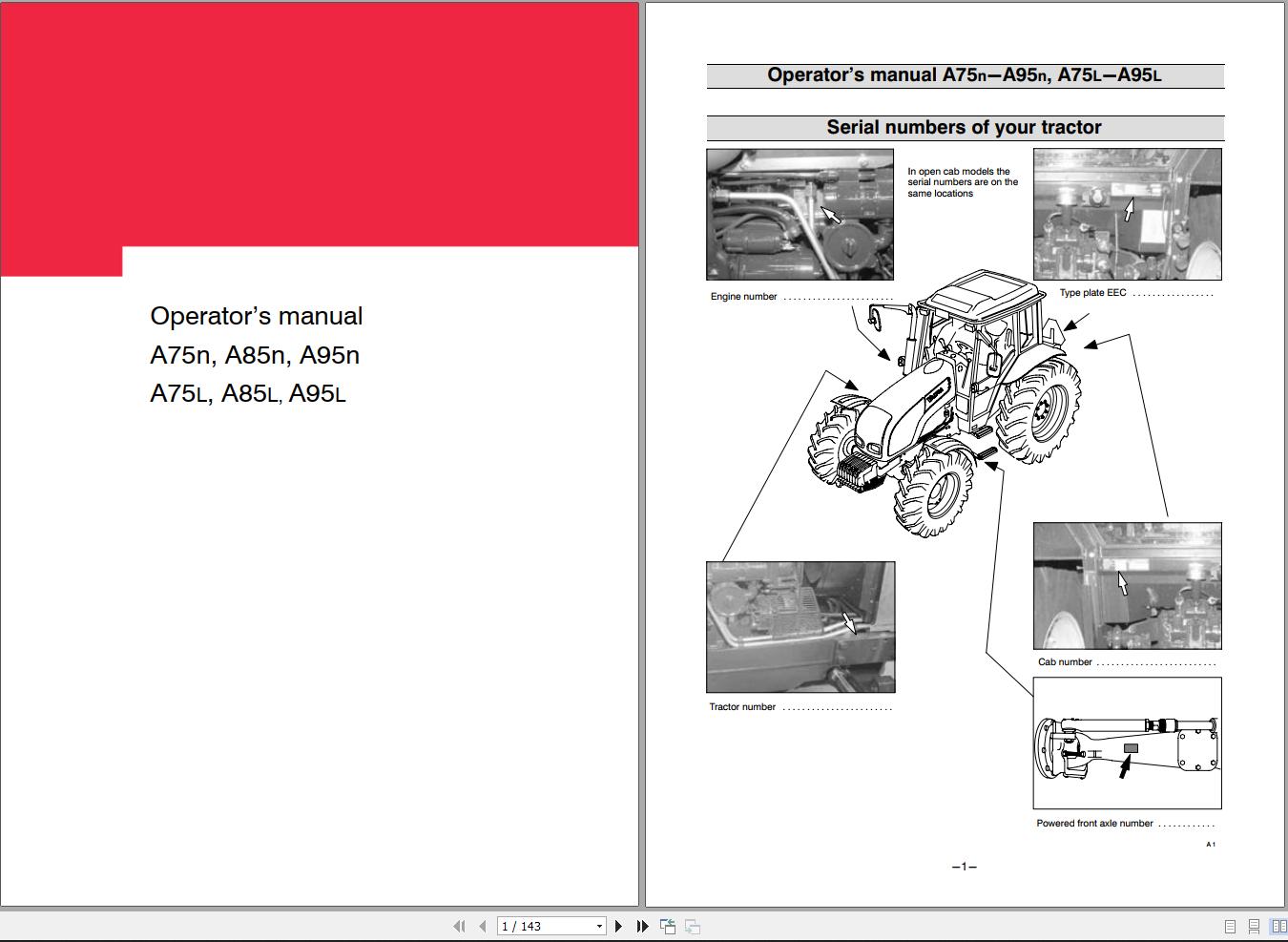 Valtra Tractor A75N to A95L Operators Manual