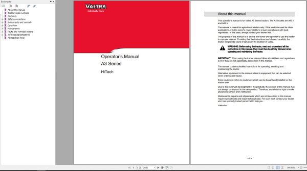 Valtra Tractor A83h A93h Operators Manual