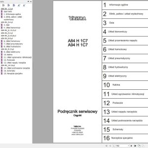 Valtra Tractor A84H1C7 A94H1C7 Service Manual PL