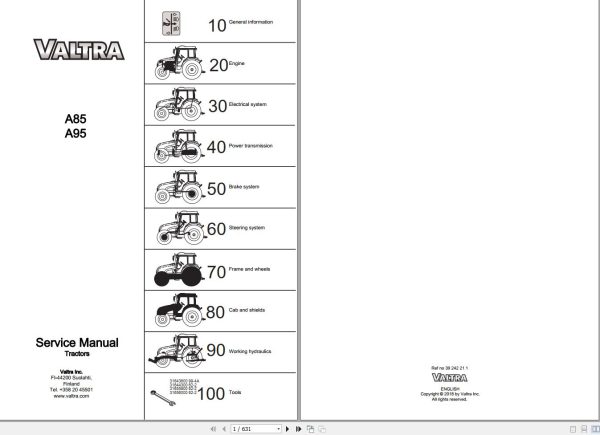 Valtra Tractor A85 A95 Service Manual 39242211