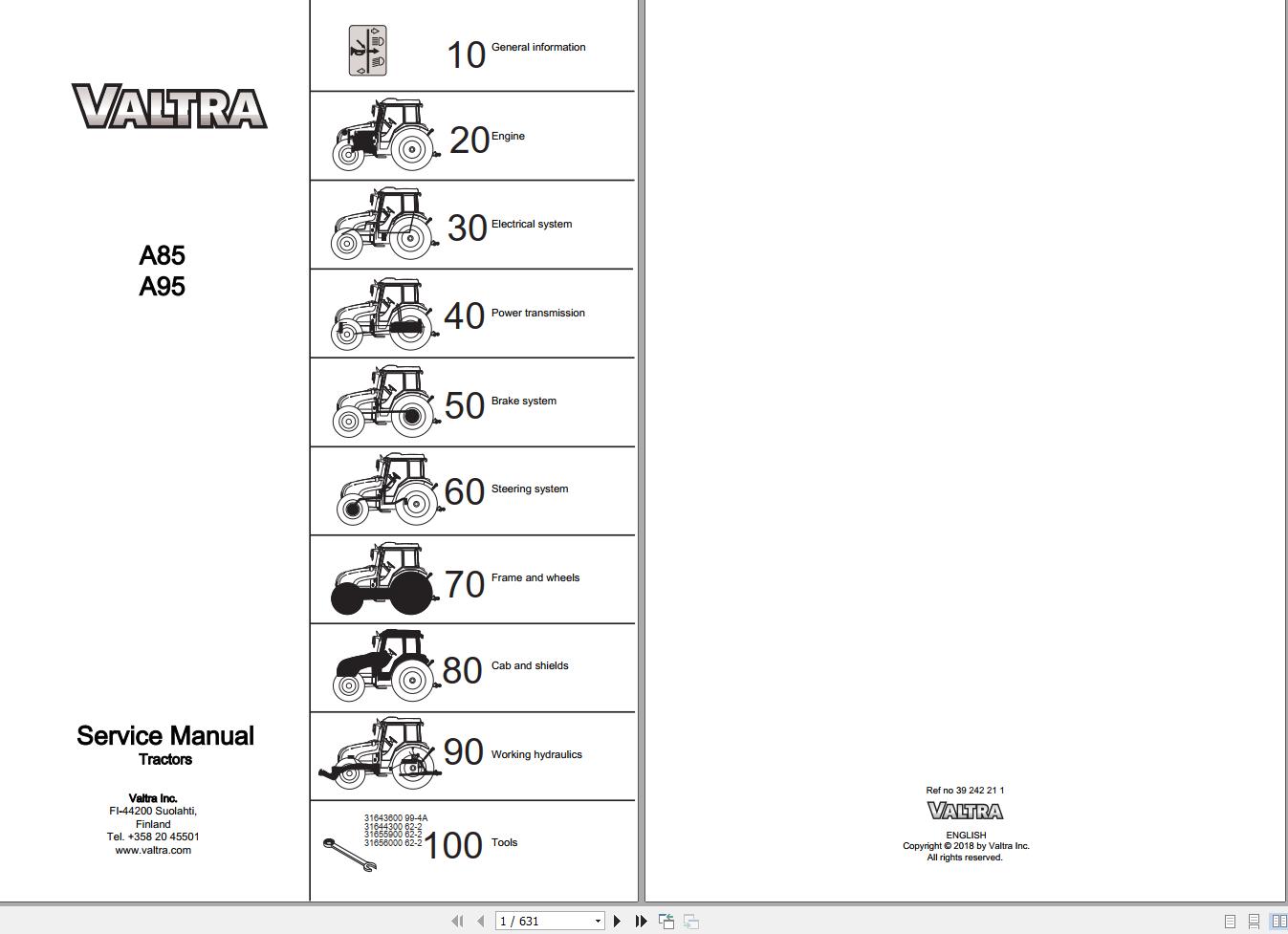 Valtra Tractor A85 A95 Service Manual 39242211