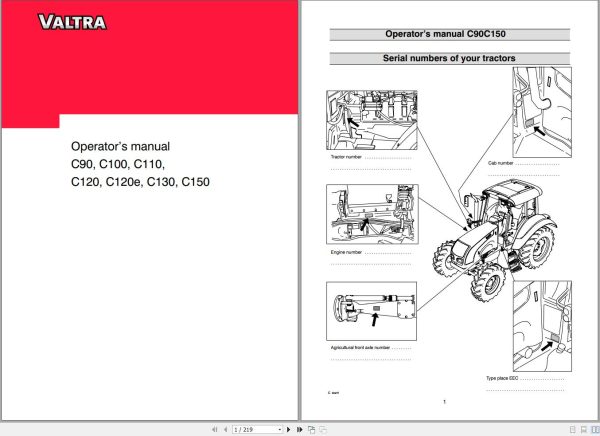 Valtra Tractor C90 to C150 Operators Manual