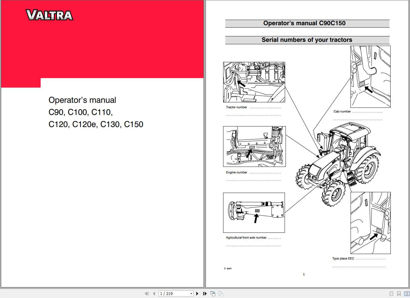 Valtra Tractor C90 to C150 Operators Manual