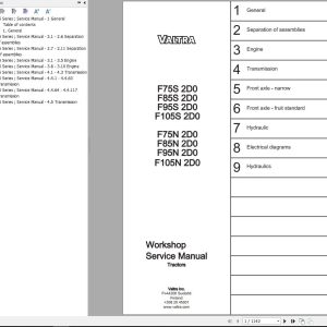 Valtra Tractor F75S2D0 to F105N2D0 Workshop Service Manual