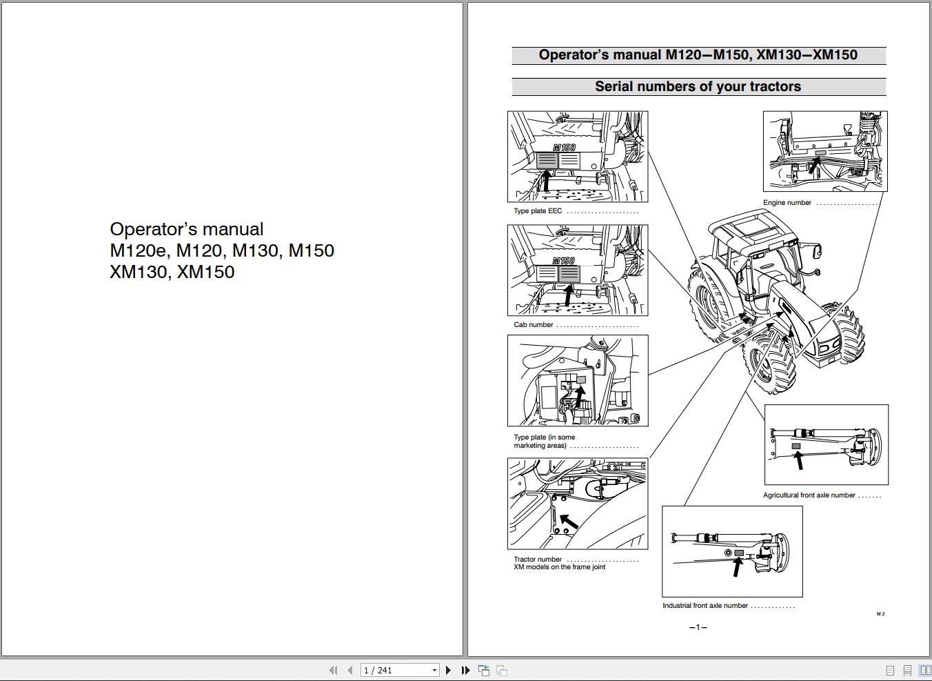 Valtra Tractor M120e to XM150 Operators Manual 39831212