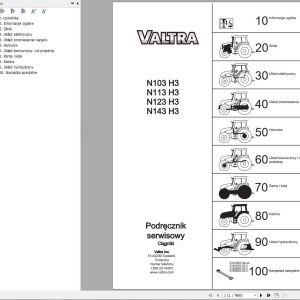 Valtra Tractor N103H3 N113H3 N123H3 N143H3 Service Manual PL