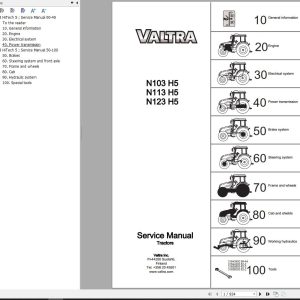 Valtra Tractor N103H5 N113H5 N123H5 Service Manual