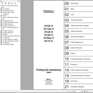 Valtra Tractor N104H to N174H Service Manual PL
