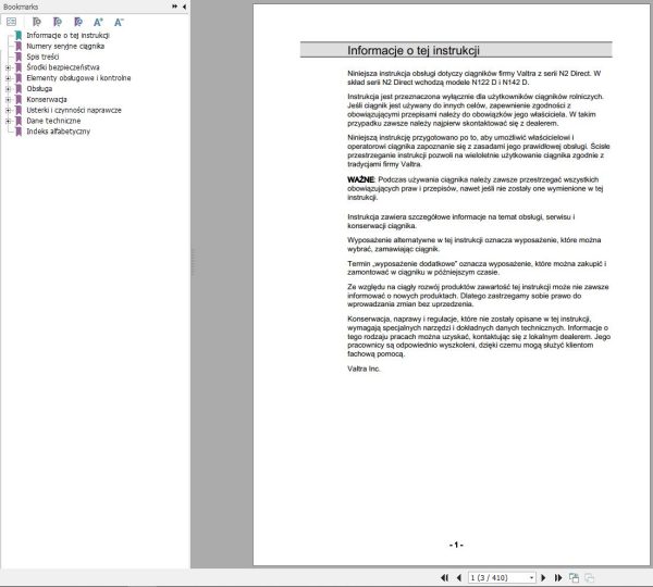 Valtra Tractor N122D N142D Operators Manual PL