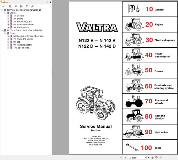Valtra Tractor N122V to N142V N122D to N142D Service Manual