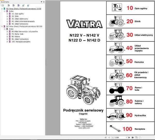 Valtra Tractor N122V to N142V N122D to N142D Service Manual PL