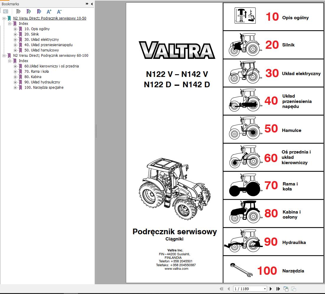 Valtra Tractor N122V to N142V N122D to N142D Service Manual PL