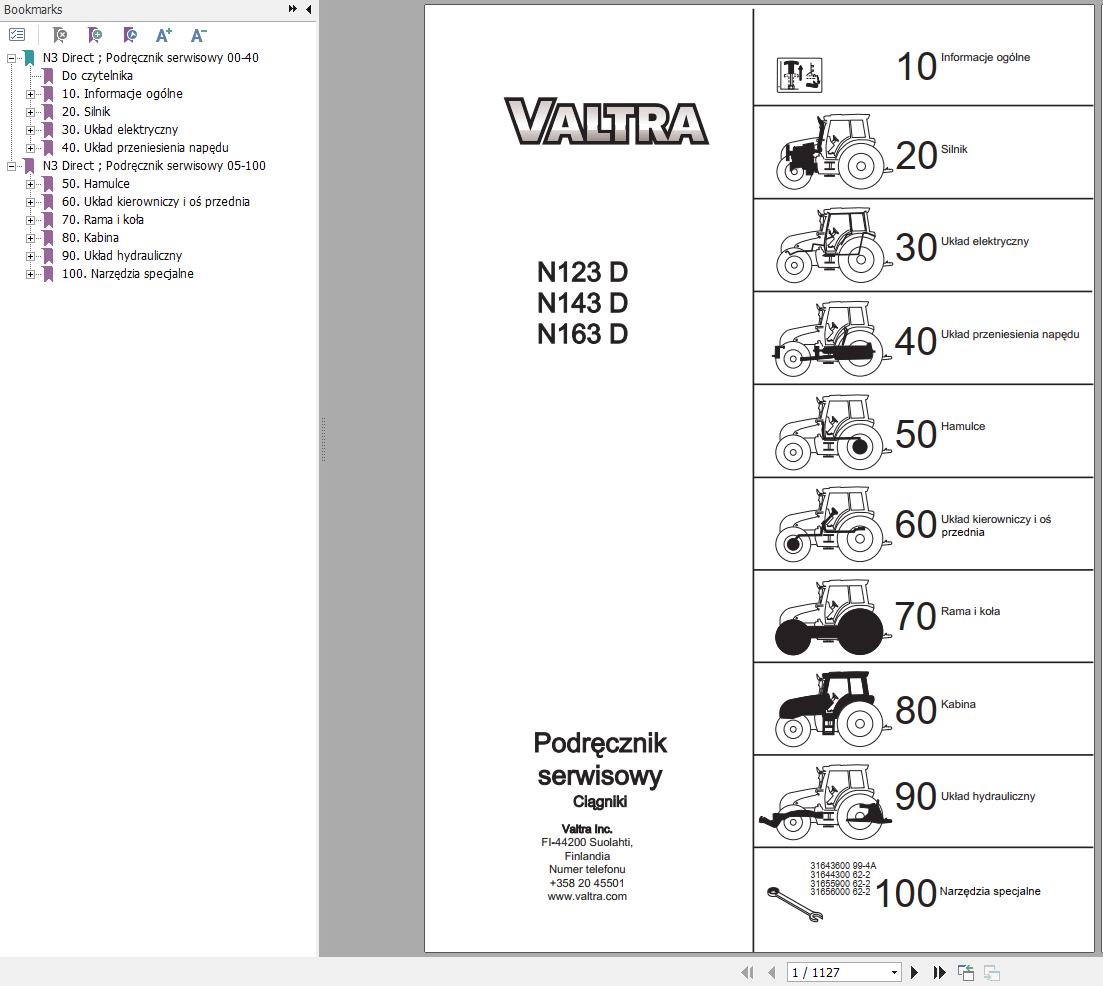 Valtra Tractor N123D N143D N163D Service Manual PL