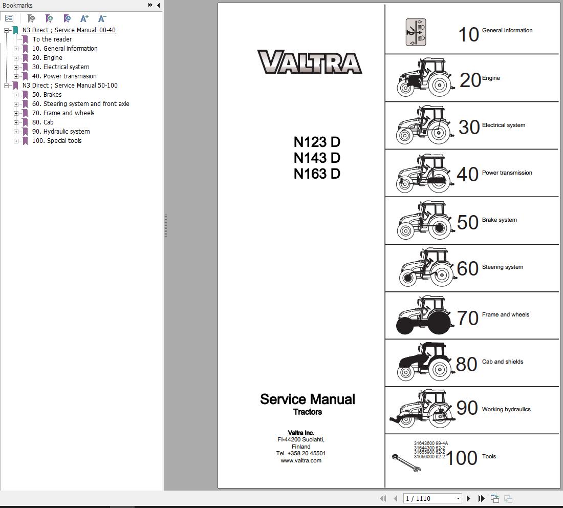 Valtra Tractor N123D N143D N163D Service Manual