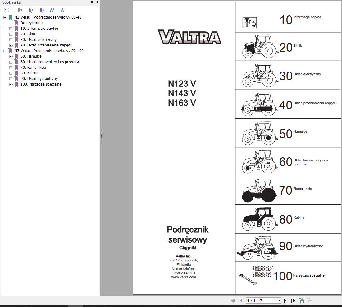 Valtra Tractor N123V N143V N163V Service Manual PL