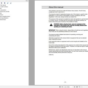 Valtra Tractor N123V N143V Operators Manual 39881211