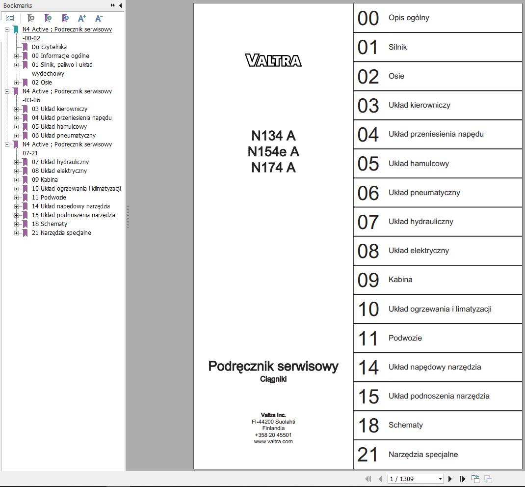 Valtra Tractor N134A N154eA N174A Service Manual PL